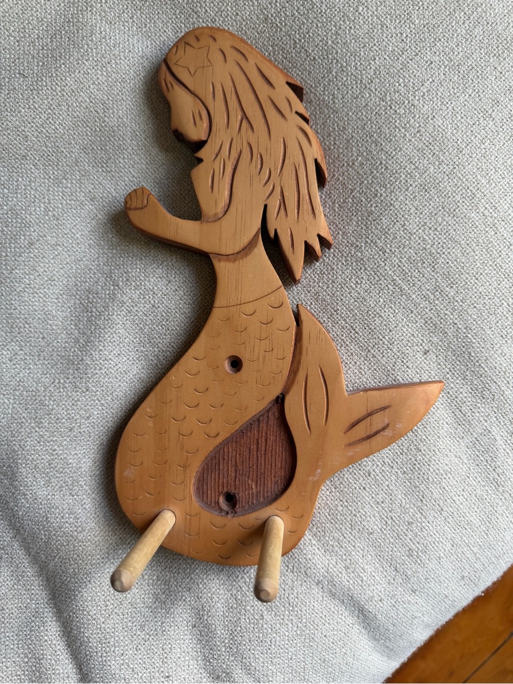Ukelele hanger Handcrafted solid Wood Mermaid Wall Hanging